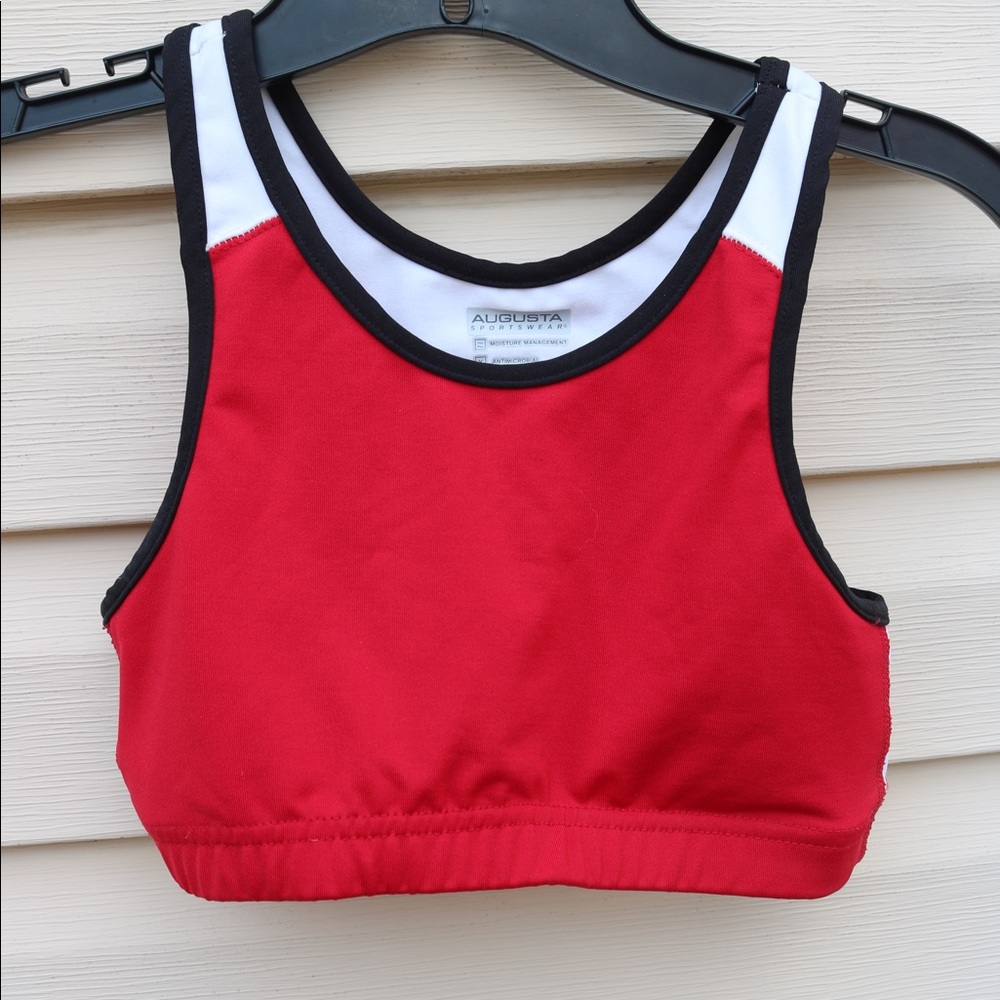 Red and white bra top